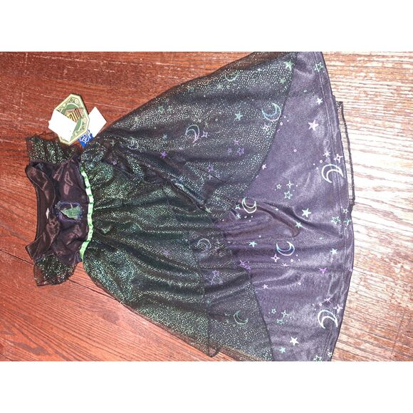 New Wicked Girl 3T Flame Resistant Green Black Star Moon Costume Dress Nightgown - Picture 3 of 5